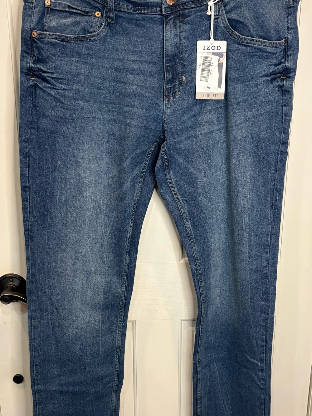 IZOD Sportflex Max Ultra Softflex SlimFit Stretch Blue Denim 5-Pocket Jean 42x34